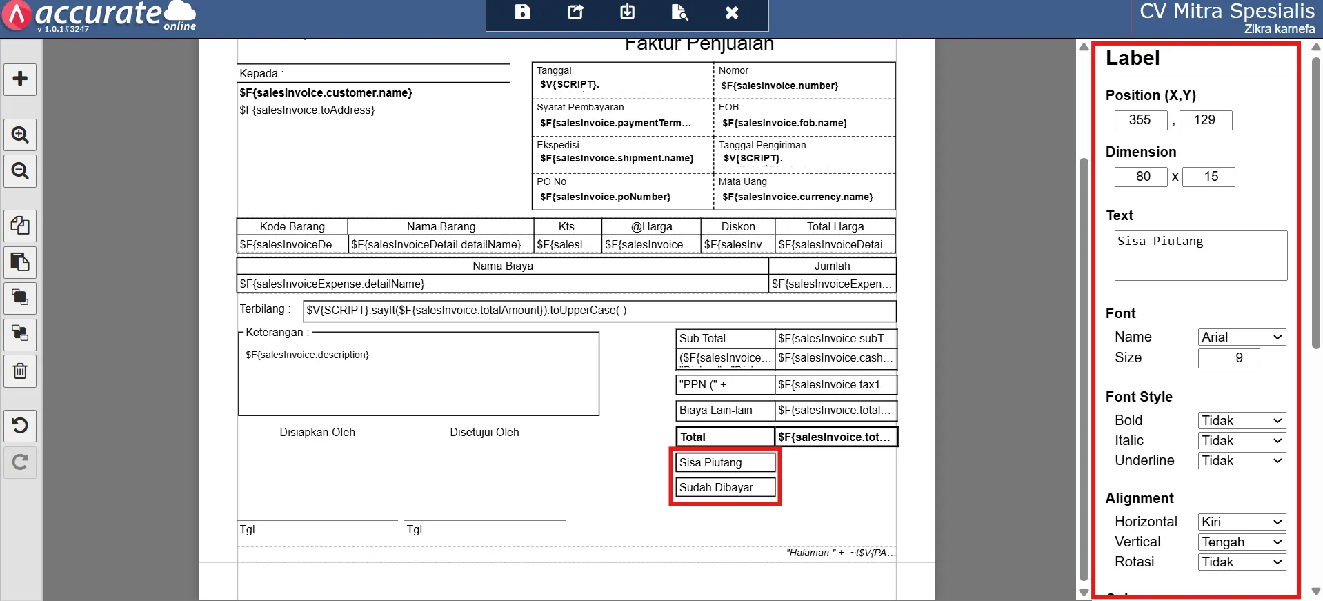 Cara menampilkan terbilang huruf kapital di faktur penjualan